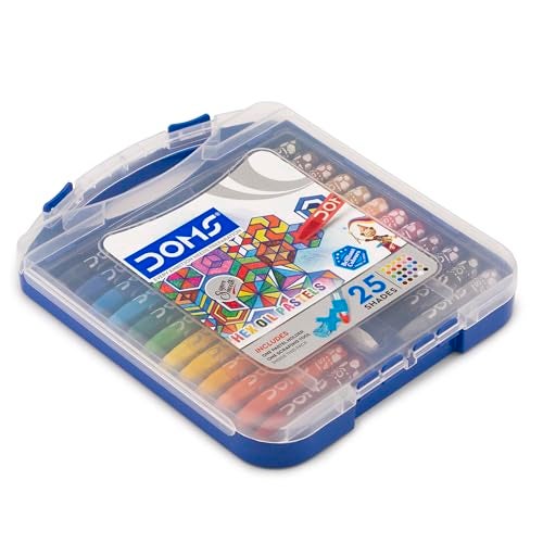 Doms 25 Shades Oil Pastels | Comes In Hard Plastic Case | Smooth Color Intermixing With Bright & Intense Colors | Free Pastel Holder, Sharpner & Scratching Tool Inside | Pack of 1 - Image 4