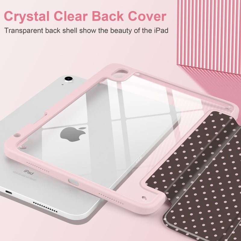 TWOLSKOO for iPad 11th & 10th Gen Case with Pencil Holder, Trifold Stand, Auto Sleep/Wake, Clear Acrylic Back with TPU Bumper, for iPad 11-inch (2025, A16 Chip) & 10.9-inch (2022), Chocolate Polka Dot - Image 4
