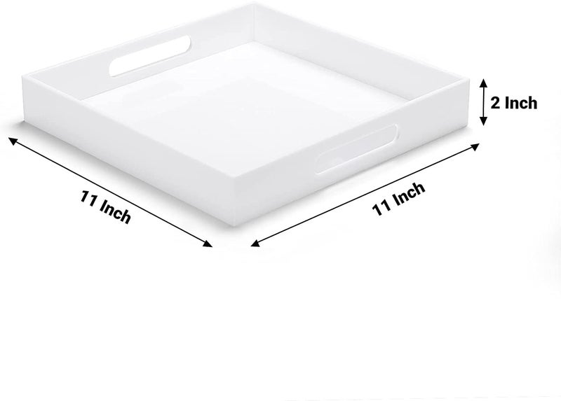 Lyptus Herb Milky White Durable Acrylic Tray with Handles 11 11 2 Inch Spill Proof Serving Tray Safe Edge Organizer Tray Decorative Tray for Living Room Kitchen Coffee Table by Lyptus - Image 2