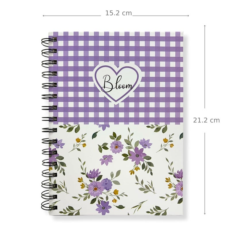 Articious دفاتر زهور بلوم (مجموعة من 2) | دفتر كبير بحجم A5 مع حلزوني ودفتر جيب صغير | تصميم زهري لطيف | 80 جرام صفحات مسطرة للاستخدام المدرسي والمكتبي والشخصي - Image 2