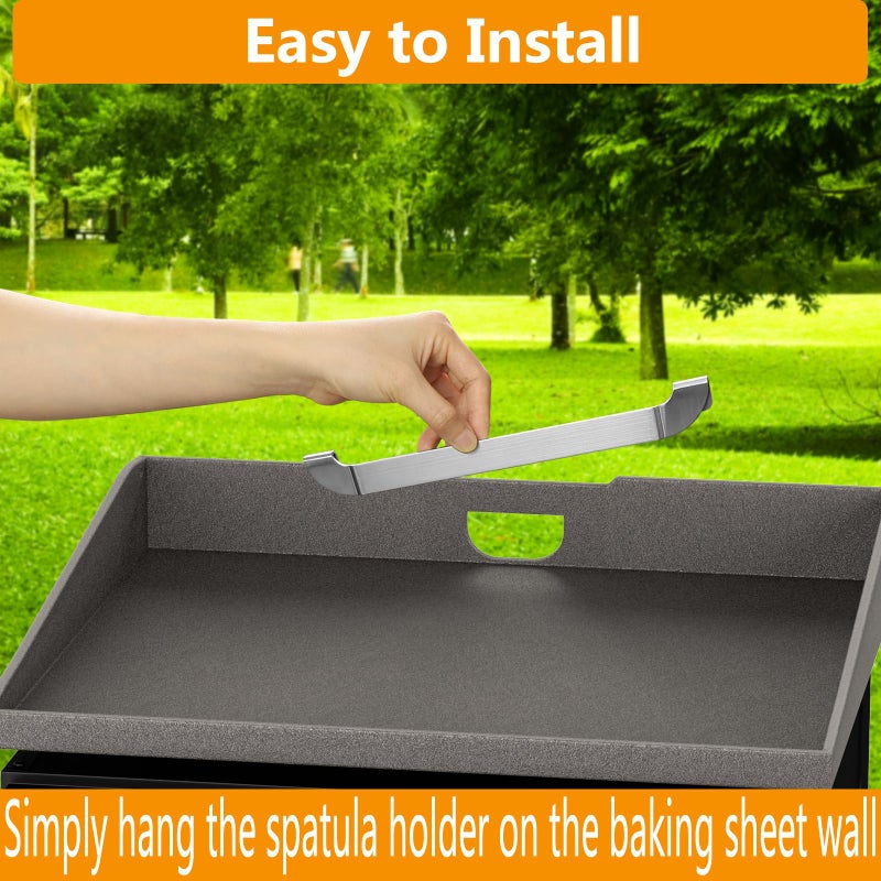 ZHSX 10 Inch Griddle Spatula Holder Magnetic Design, Stainless Steel Grill Barbecue Tool Rack, Griddle Accessories for Blackstone Flat Top Griddle and Other Grill Griddles (2 Pcs) - Image 2
