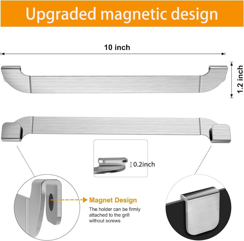 ZHSX 10 Inch Griddle Spatula Holder Magnetic Design, Stainless Steel Grill Barbecue Tool Rack, Griddle Accessories for Blackstone Flat Top Griddle and Other Grill Griddles (2 Pcs) - Image 3