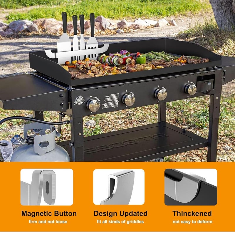 ZHSX 10 Inch Griddle Spatula Holder Magnetic Design, Stainless Steel Grill Barbecue Tool Rack, Griddle Accessories for Blackstone Flat Top Griddle and Other Grill Griddles (2 Pcs) - Image 4