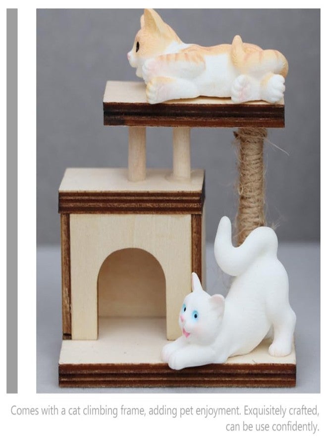 ifundom 2PCS Miniature Wooden Cat Trees Model 1 12 Scale, Dollhouse Furniture Accessories, Realistic Wood Cat Climbing Frame for Doll House Decor Pet Scenes - Image 4