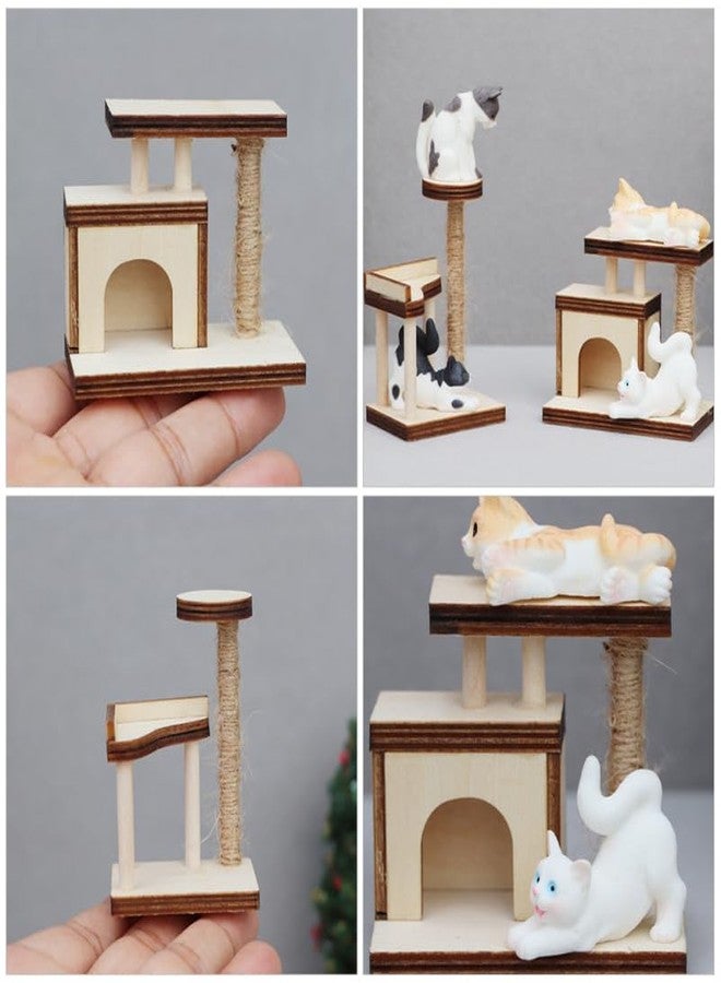 ifundom 2PCS Miniature Wooden Cat Trees Model 1 12 Scale, Dollhouse Furniture Accessories, Realistic Wood Cat Climbing Frame for Doll House Decor Pet Scenes - Image 3