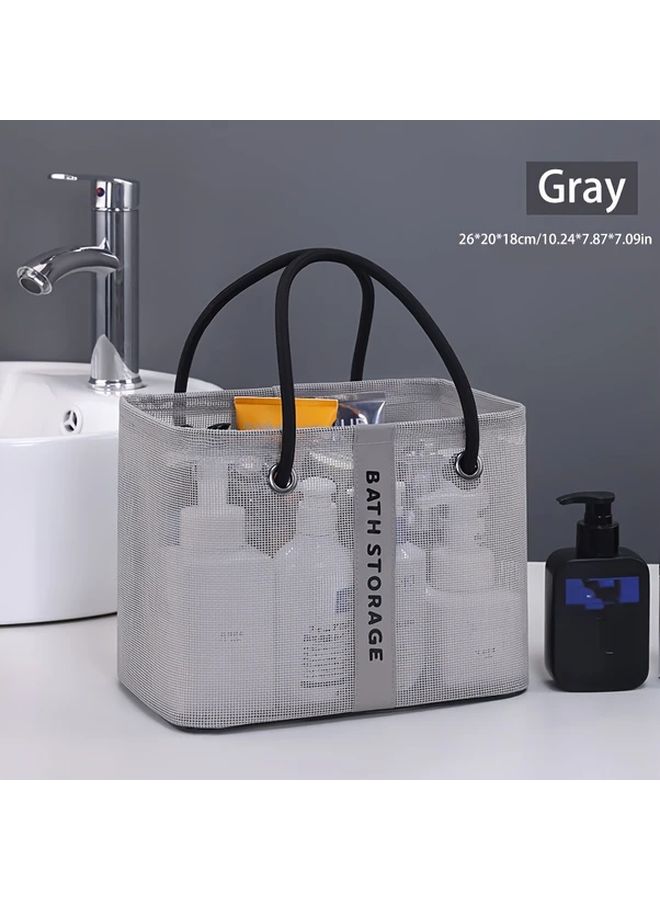 Black Foldable Mesh Shower Storage Bag Portable Bathroom Organizer Basket - Image 5