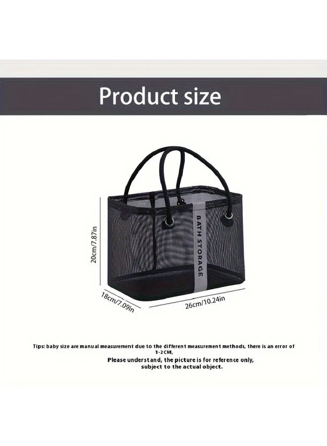 Black Foldable Mesh Shower Storage Bag Portable Bathroom Organizer Basket - Image 4
