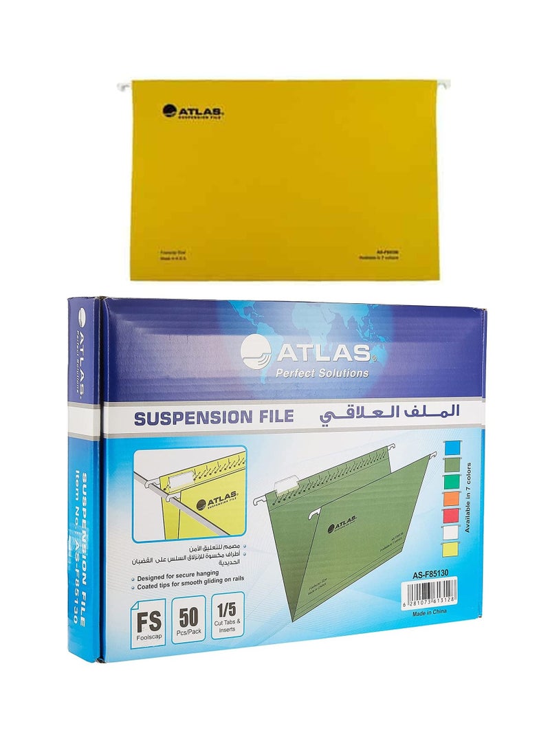 ATLAS ملف تعليق مكون من 50 قطعة باللون الأصفر - Image 1