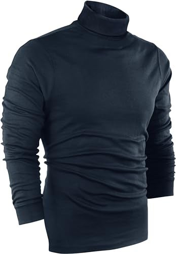 Utopia Wear Turtleneck Men Slim Fit UPF 50+ Lightweight Pullover Sweater Long Sleeves Top, Medium, Navy - Image 1