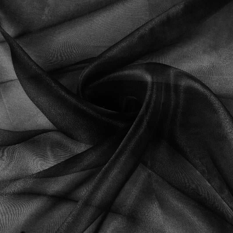 VACVELT Sheer Organza Fabric by The Yard 60 Inch Wide Black Organza Fabric Bolt Bridal Sheer Tulle Fabric Silk Organza Fabric Roll for Wedding Party Decorations Backdrop Curtain 1 Yard