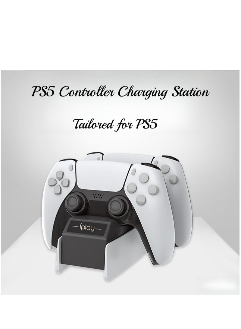 iplay PlayStation 5 DualSense Charging Station-Fast, Sleek, and Effortless Charging for Two Controllers，Tidy, Fast & Dual-Port Design，Snap-In Dock for Quick, Wireless-Feel Charging，Keep Your PS5 Controllers Ready to Play - Image 1