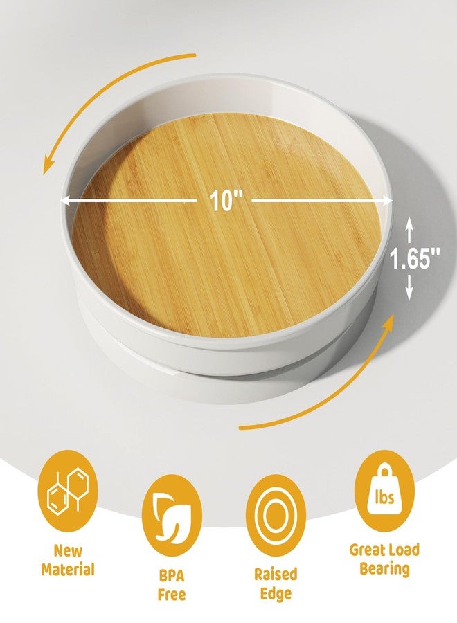LAMU 2 Pack Lazy Susan Organizer, 10'' Lazy Susan Turntable for Cabinet, Table Top, Refrigerator, Kitchen, Pantry Fridge Organizers and Storage, Rotating Spice Organizer, Oak - Image 2