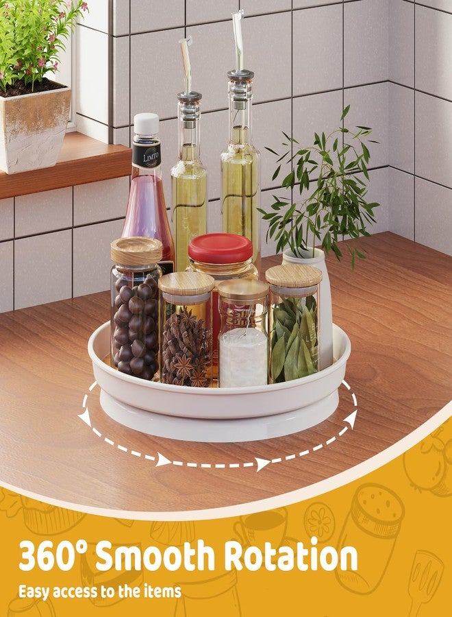 LAMU 2 Pack Lazy Susan Organizer, 10'' Lazy Susan Turntable for Cabinet, Table Top, Refrigerator, Kitchen, Pantry Fridge Organizers and Storage, Rotating Spice Organizer, Oak - Image 4