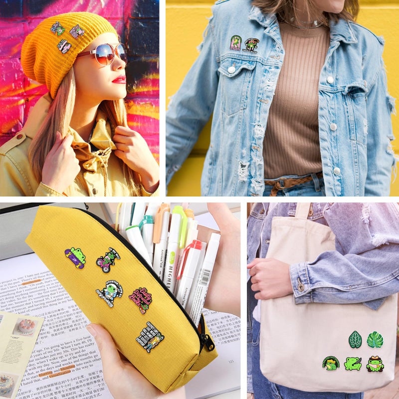 Ibuclein 30PCS Cute Frog Pins for Backpacks, DIY Different Lapel Pins Badges Bulk, Brooch Anime Pin Sets, Funny Button Pin for Women Girl Bags Cloths Hats Jacket Decoration Accessories gifts - Image 4