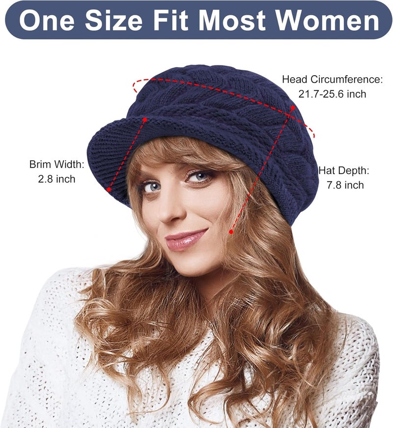 YSense 2 Pack Womens Winter Hats Warm Knit Hat Slouchy Beanie Cap with Brim Gifts - Image 2