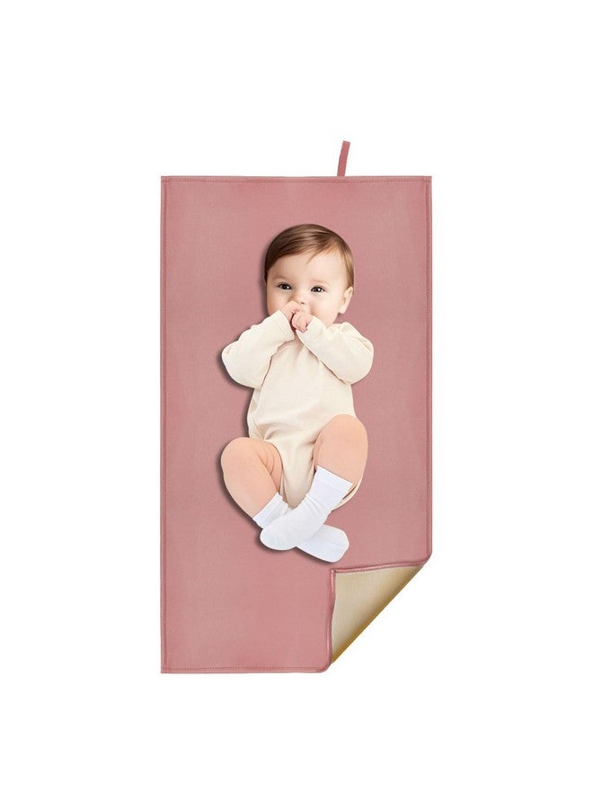 BEWDIO Wipeable Changing Pad for Baby, Dusty Pink Diaper Changing Mat for Baby Travel or Home, Foldable Mat Fits Perfectly in Diaper Bag (67-05) - Image 1
