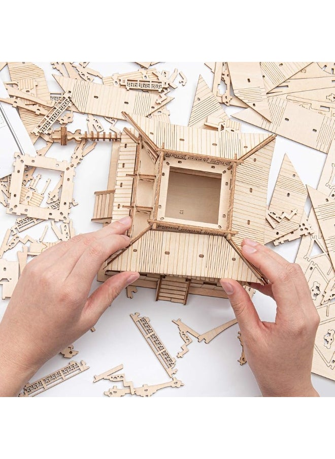 Robotime ROBOTIME 3D Puzzle Wooden Craft Kits for Adults DIY Model Building Kit Best Gift for Kids (Five-Storied Pagoda)  - Image 5