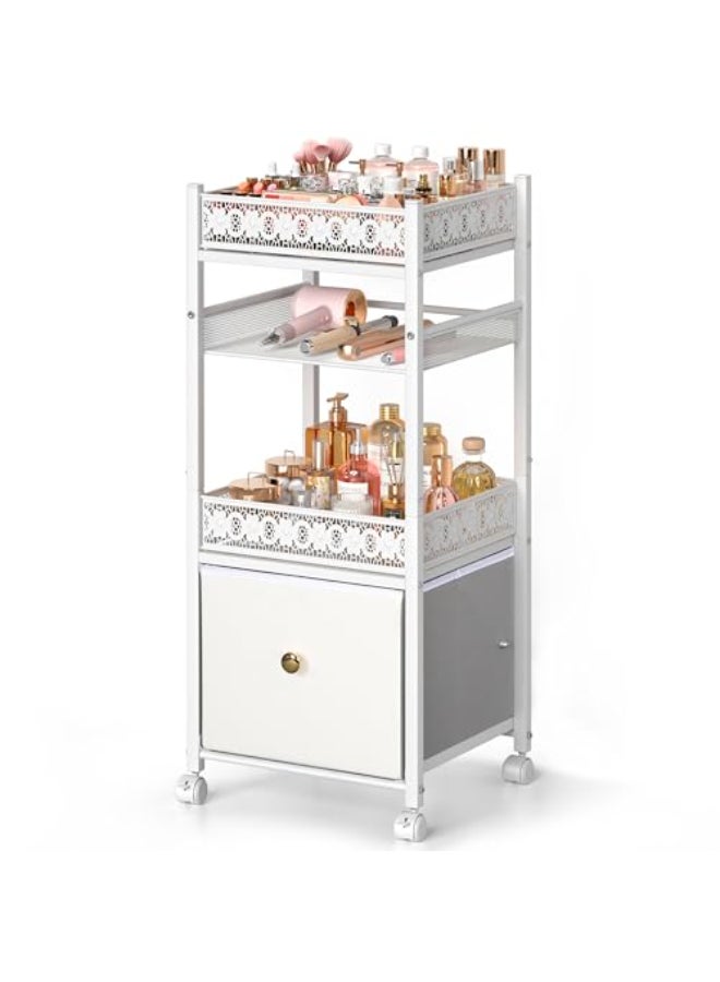 SOLIMINTR Makeup Organizer Large Skincare Organizers Make Up Organizers for Vanity Makeup Storage Cosmetic Organizer with Drawer Bathroom Vanity Organizer Makeup Holder Cart for Skin Care Hair Tool Beauty - Image 1