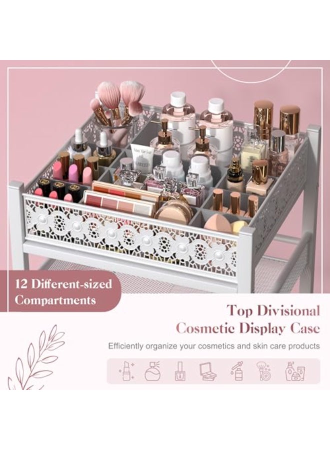 SOLIMINTR Makeup Organizer Large Skincare Organizers Make Up Organizers for Vanity Makeup Storage Cosmetic Organizer with Drawer Bathroom Vanity Organizer Makeup Holder Cart for Skin Care Hair Tool Beauty - Image 3