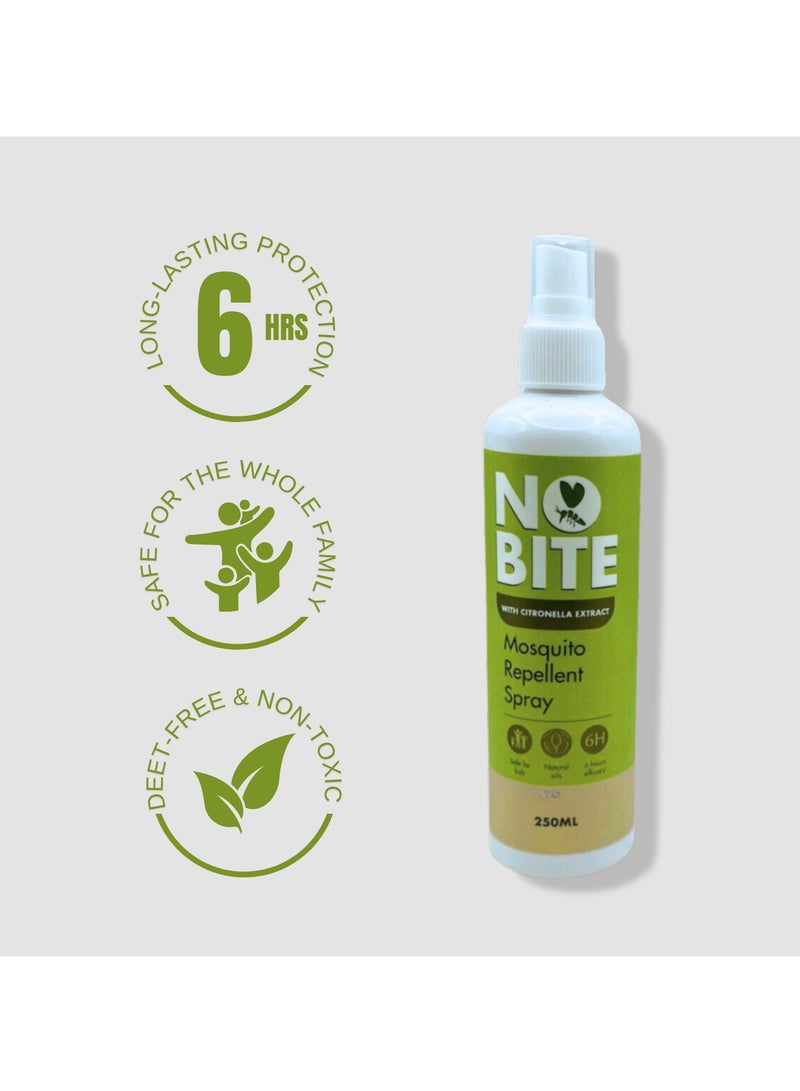 No Bite Mosquito Repellent Spray, Plant-Based with Citronella Extract, DEET-Free, Long-Lasting Protection, Alcohol-Free & Non-Staining Formula Safe for Kids, Pack of 4 x 250 ML - Image 3