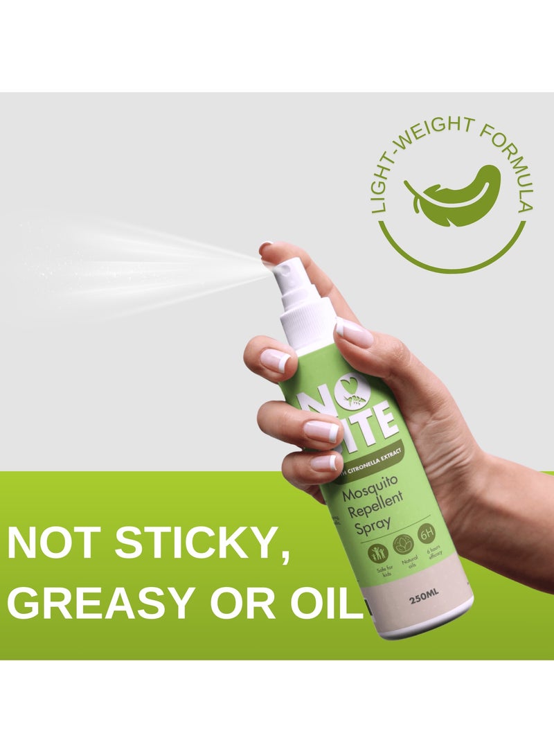 No Bite Mosquito Repellent Spray, Plant-Based with Citronella Extract, DEET-Free, Long-Lasting Protection, Alcohol-Free & Non-Staining Formula Safe for Kids, Pack of 4 x 250 ML - Image 4