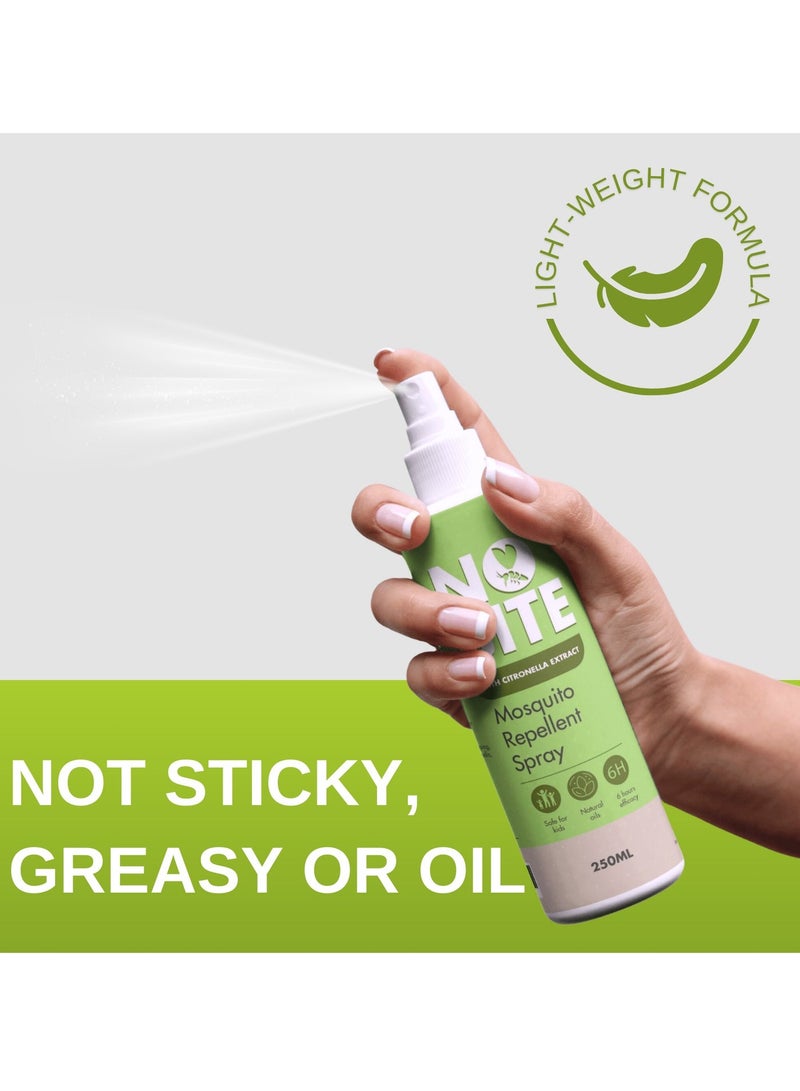 No Bite Mosquito Repellent Spray, Plant-Based with Citronella Extract, DEET-Free, Long-Lasting Protection, Alcohol-Free & Non-Staining Formula Safe for Kids, Pack of 4 x 250 ML - Image 5