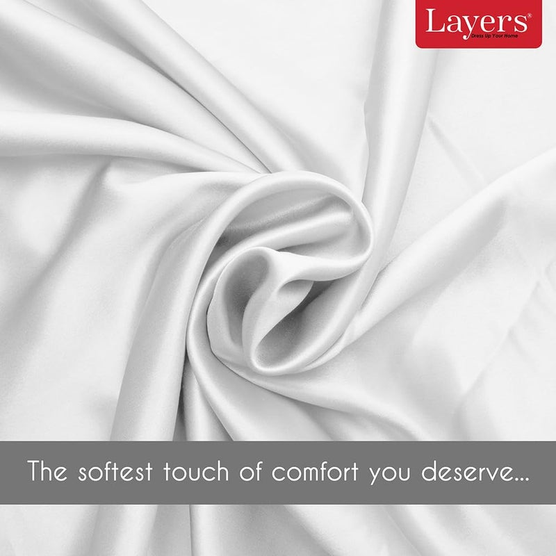 Layers Layers Micro Satin Silky Pillow Cover Set & Drawstring Pouch (Pack of 2) |Durable Satin Pillow Cover with Envelope Closure |Luxury Satin Pillow Covers | Cozy Micro Satin Pillow Covers - 85 GSM, White - Image 4