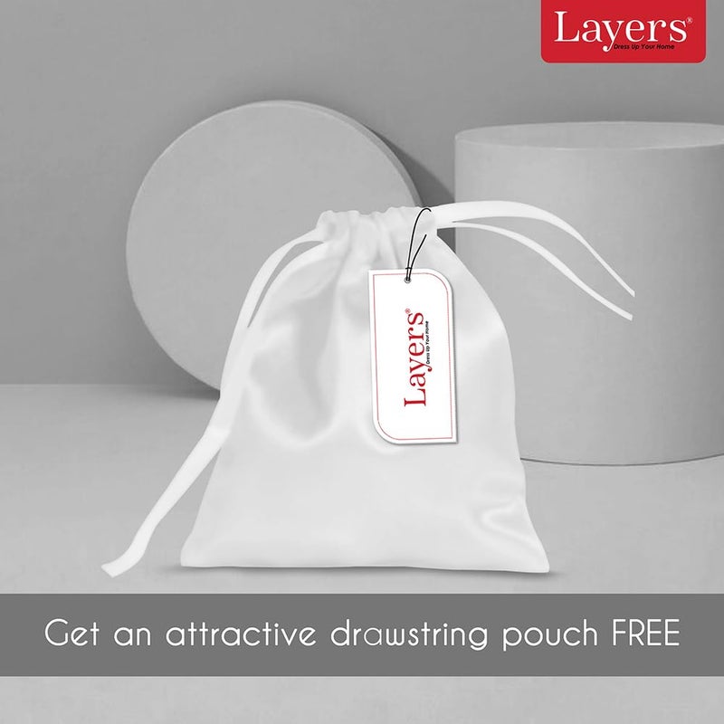 Layers Layers Micro Satin Silky Pillow Cover Set & Drawstring Pouch (Pack of 2) |Durable Satin Pillow Cover with Envelope Closure |Luxury Satin Pillow Covers | Cozy Micro Satin Pillow Covers - 85 GSM, White - Image 5