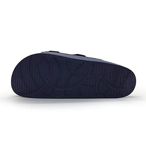 FUNKYMONKEY Men's Comfort Slides Double Buckle Adjustable EVA Flat Sandals (9 M US, Navy/SPK) - Image 5