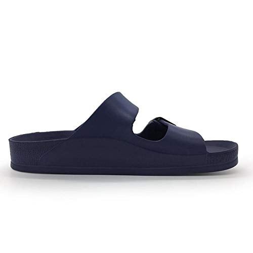 FUNKYMONKEY Men's Comfort Slides Double Buckle Adjustable EVA Flat Sandals (9 M US, Navy/SPK) - Image 2