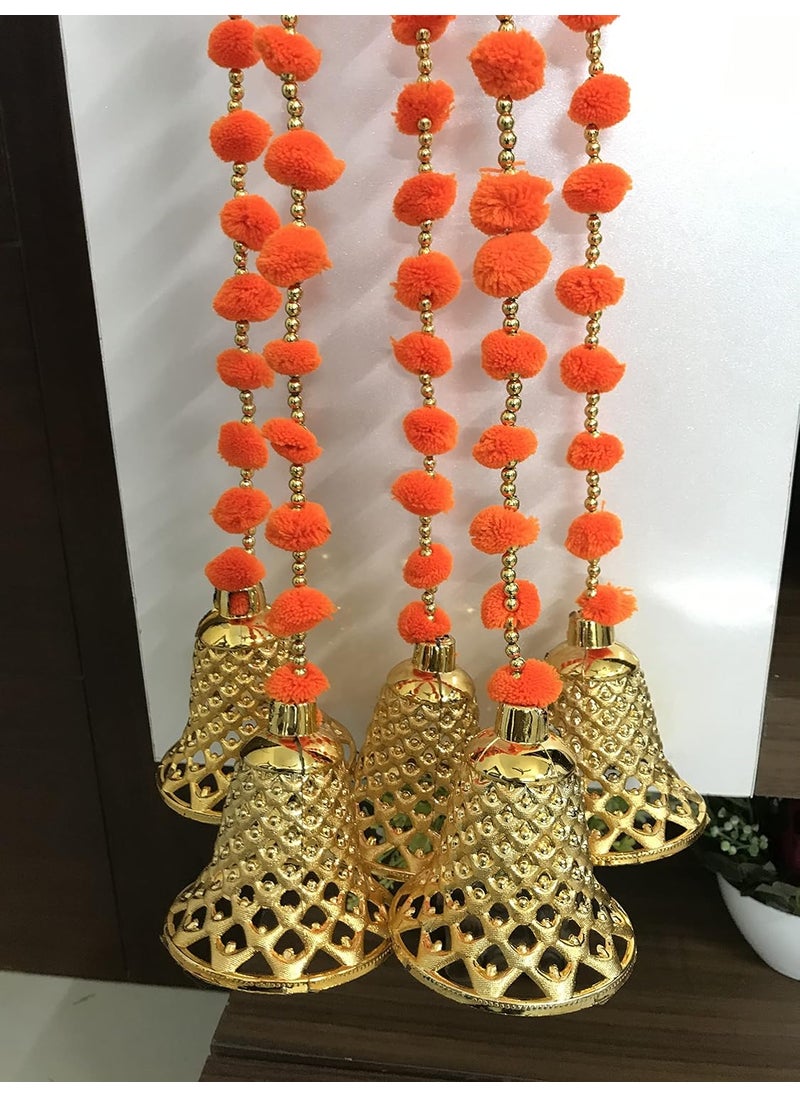 TATHAGATA TATHAGATA Collections Handmade Orange Strings Pom Pom for DoorWall Hanging Bandhanwar Garland for Decoration Diwali FestivalNavratriWedding 6 FT05 Strings 