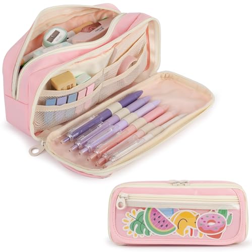 Bunnychill Large Capacity Pencil Case with Compartments, School Pencil Bags with Zipper, Big Storage Pen Bag for Teen Girl Boy Men Women, Adult Stationery Pen Bag for School College and Office - Image 1