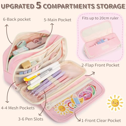 Bunnychill Large Capacity Pencil Case with Compartments, School Pencil Bags with Zipper, Big Storage Pen Bag for Teen Girl Boy Men Women, Adult Stationery Pen Bag for School College and Office - Image 5