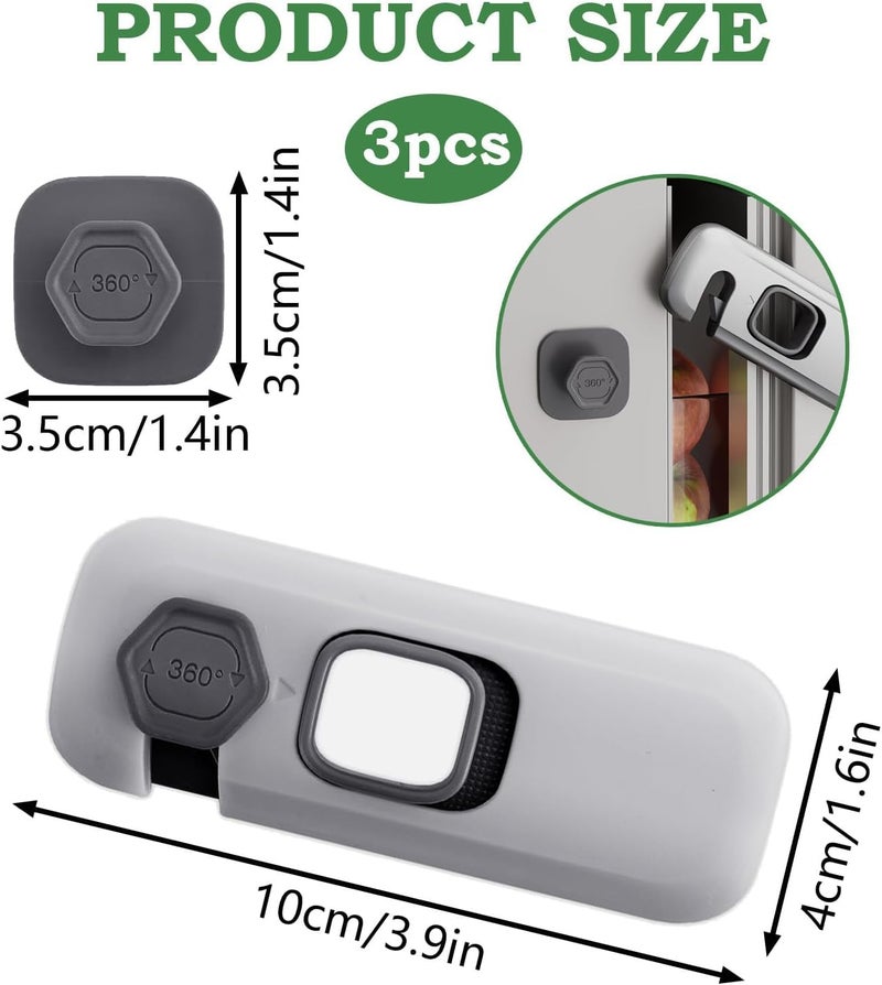 VENEXA Child Safety Strap Locks, 3 Pieces Child Safety Cupboard Door Strap Locks with Strong Adhesive for Fridge,Cabinets,Drawers and Dishwasher-No Tools Needed No Drilling [3 Pack] - Image 2