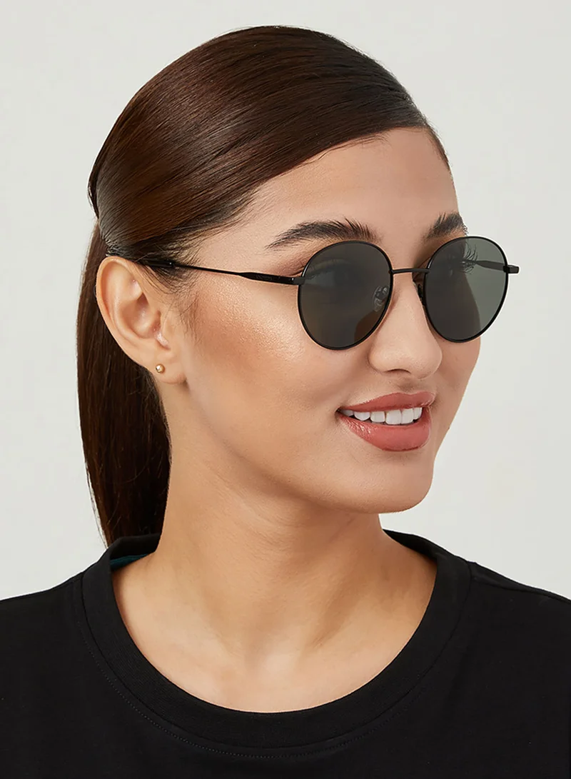 30Sundays Turn Around Polarised,Unisex Sunglasses, Round Sunglasses, UV Protection: UV400 (Black,Green)
