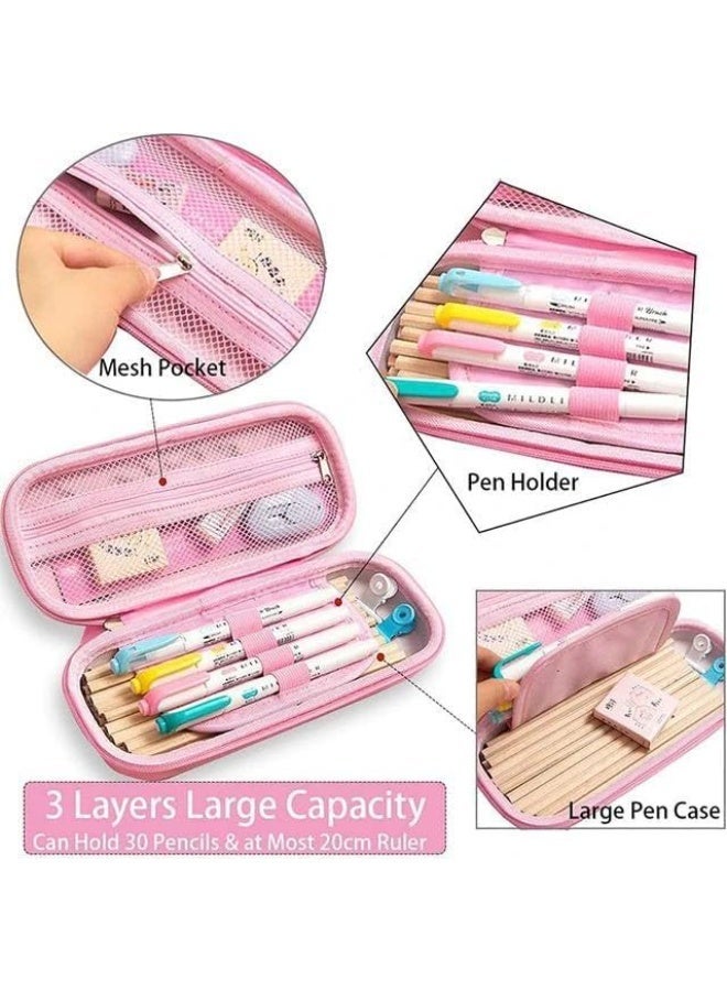 3D EVA Cartoon Pencil Case, Waterproof Large-Capacity Pen Holder With Three-Layer Storage, Mesh Pocket And Pen Slot, Durable Stationery Organizer Box For School Supplies (Purple, Uincorn) - Image 3