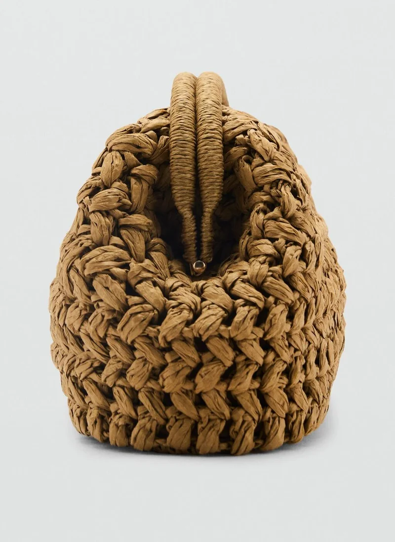 MANGO Natural Fiber Clutch Bag