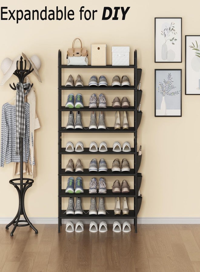 SUOERNUO Shoe Rack Storage Organizer 4 Tier Free Standing Metal Shoe Shelf Compact Shoe Organizer with Side Bag for Entryway Closet Bedroom,Black - Image 4
