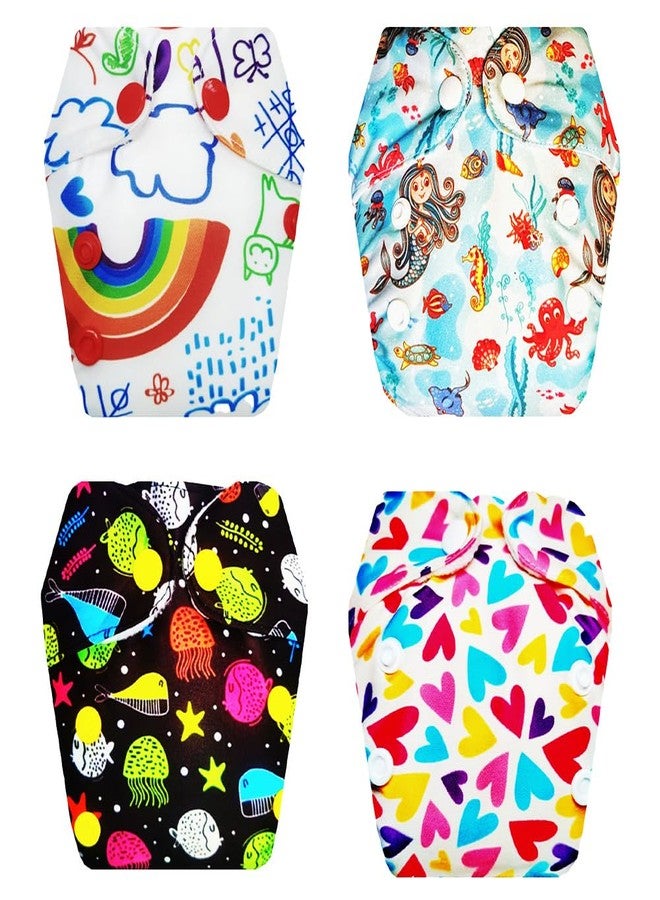 Dumbledo Premium Newborn Cloth Diaper with Integrated Insert (Pack of 4) | Dry Feel and Comfortable | 6-Layer Absorbent Pad | Travel Friendly | All-Day Wear | 0 - 4 Months | Unisex Baby - Image 1