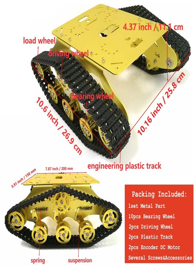 Swaytail Professional TS300 Shock Absorption Robot Tank Chassis with Suspension Supporting Holder for Arduino Raspberry Pie, RC Tracked Model with 2pcs DC Encoder Motor for STEAM Teaching - Image 2