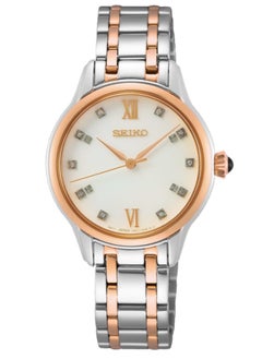 Seiko ساعة نسائية كونسبتشوال كوارتز أنالوج بمينا بيضاء Srz542P ثنائية اللون  - Image 1