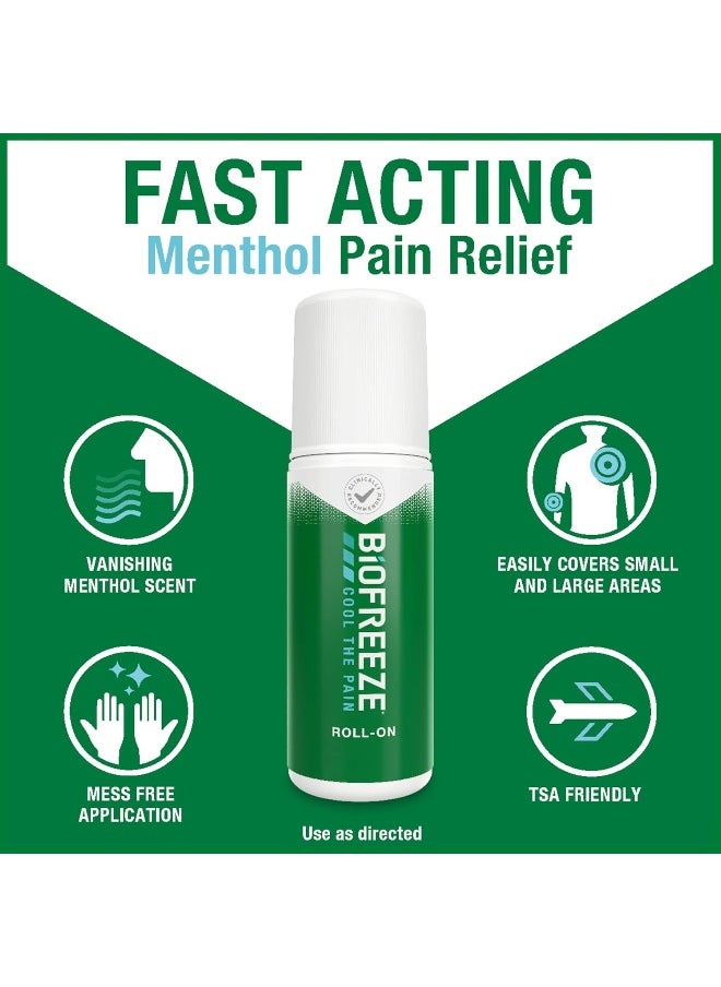Biofreeze Roll-On Pain-Relieving Gel 3 FL OZ, Colorless Topical Pain Reliever For Muscles And Joints From Arthritis, Backache, Strains, Bruises, & Sprains (Package May Vary)