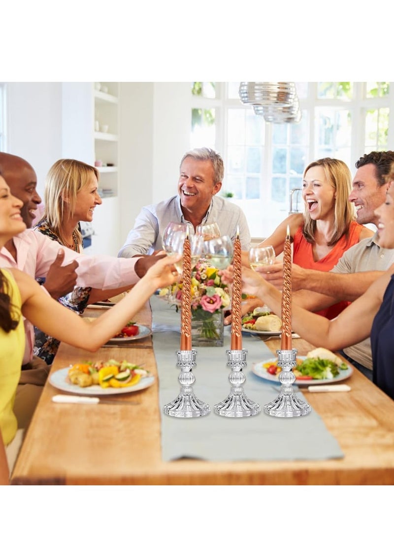 Excefore حامل شمعة زجاجي مدبب، قاعدة شمعة، شمعة كريستالية شديدة الوضوح، حامل شمعة لعيد الميلاد، مجموعة زخرفة شموع زجاجية، لشمعة بقطر 2.2-2.4 سم، زينة حفلات الزفاف والمهرجانات 6 قطع - Image 5