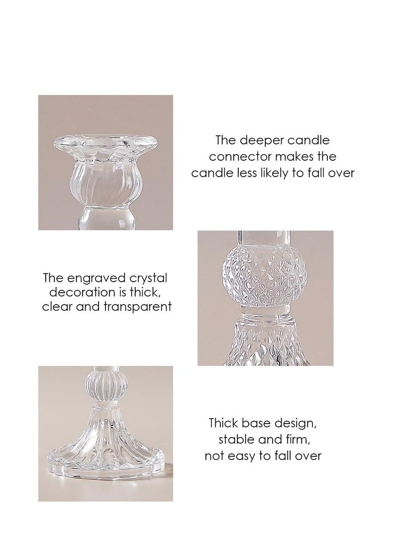 Excefore حامل شمعة زجاجي مدبب، قاعدة شمعة، شمعة كريستالية شديدة الوضوح، حامل شمعة لعيد الميلاد، مجموعة زخرفة شموع زجاجية، لشمعة بقطر 2.2-2.4 سم، زينة حفلات الزفاف والمهرجانات 6 قطع - Image 3