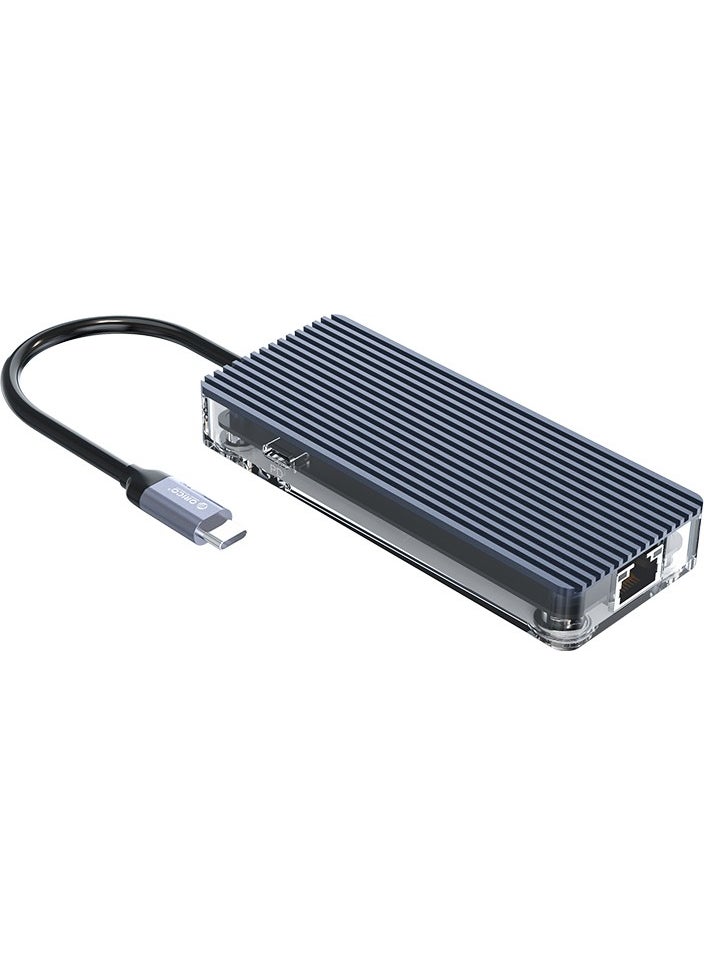 Orico 6 Port USB 3.0 100W RJ45 1000Mbps HDMI Multiplexer HUB Gray  - Image 3