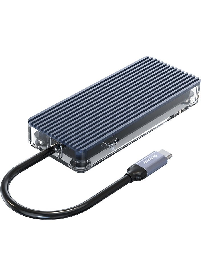 Orico 6 Port USB 3.0 100W RJ45 1000Mbps HDMI Multiplexer HUB Gray  - Image 4