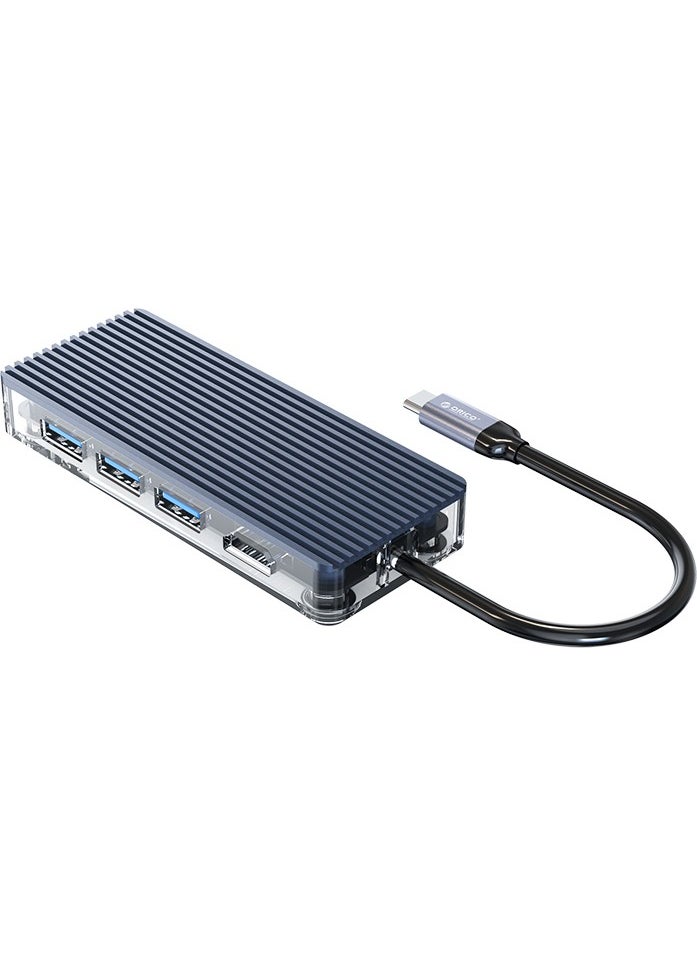 Orico 6 Port USB 3.0 100W RJ45 1000Mbps HDMI Multiplexer HUB Gray  - Image 1