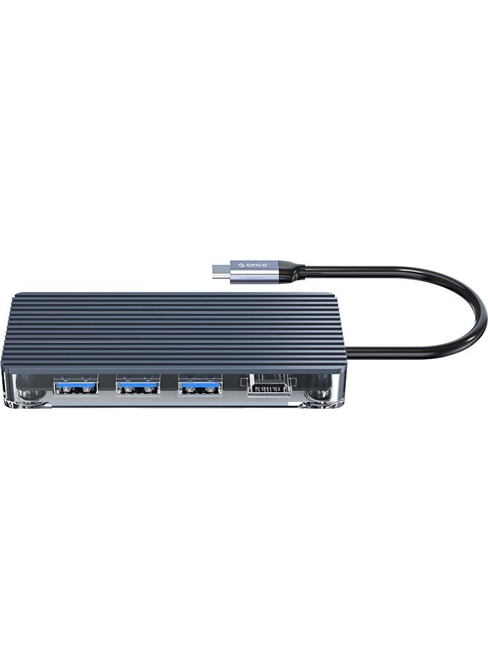 Orico 6 Port USB 3.0 100W RJ45 1000Mbps HDMI Multiplexer HUB Gray  - Image 2