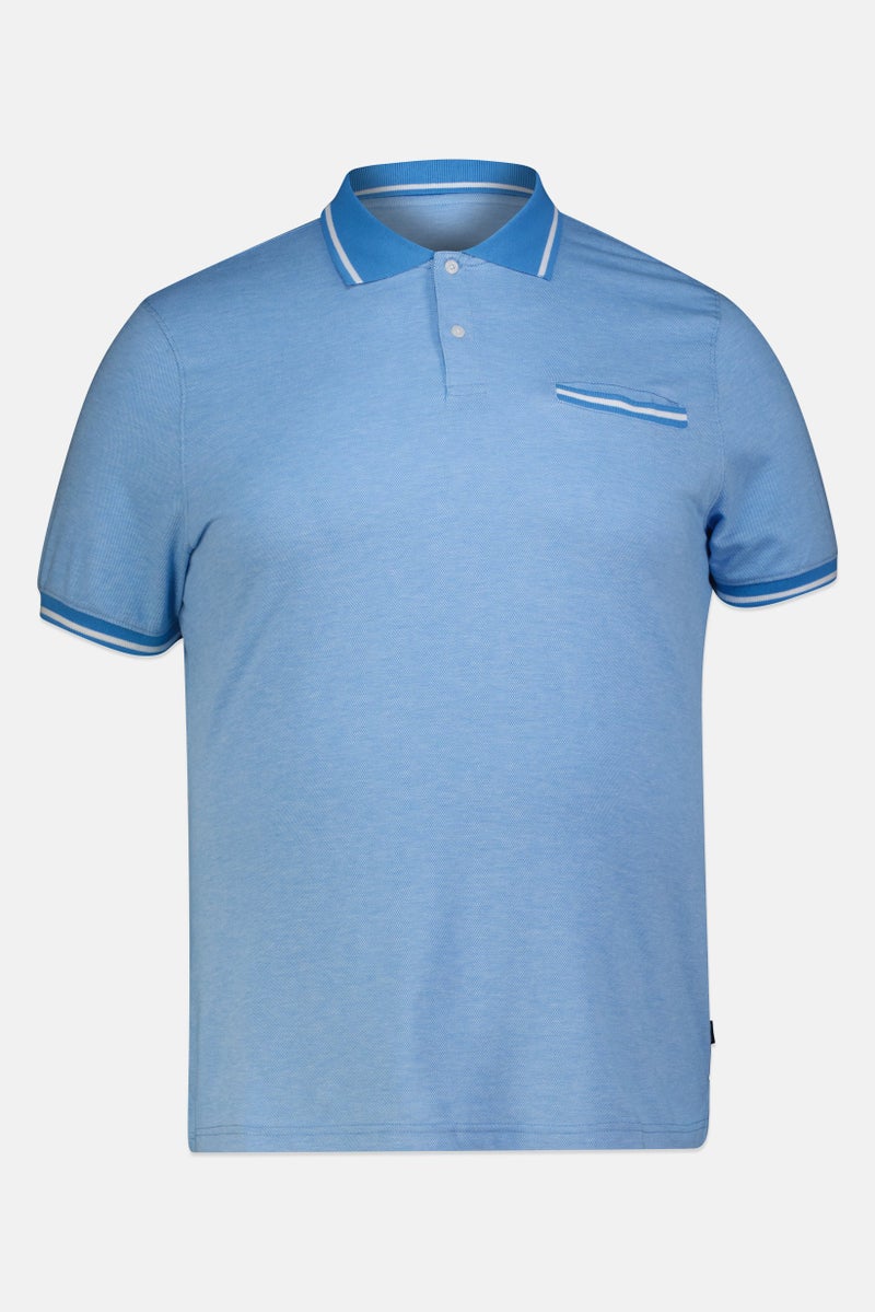 Chaps Men Regular Fit Birdseye Short Sleeve Polo Shirt, Blue - Image 2