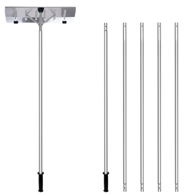 Gardenised Quickway Imports Snow Rake Shovel | Aluminum Snow & Leaf Removal Tool & Pusher Scraper for House Roof & Car with 26â€ Rolling Blade, Lightweight 5-21â€™ Telescoping Extendable Handle & Nonslip Grip,Gray - Image 1